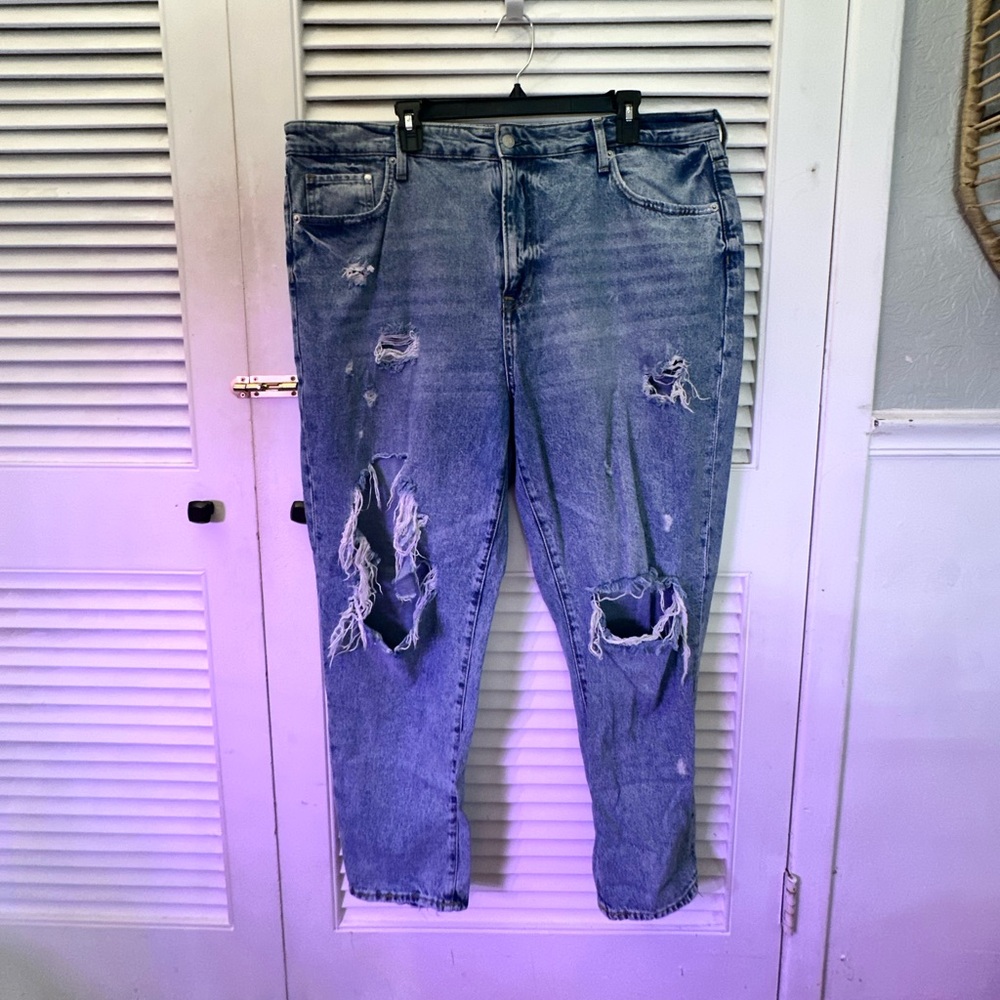 Distressed High-Rise Mom Jeans